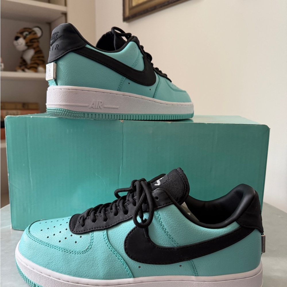 Nike Tiffany and Co. Air Force Ones Low-Top Sneakers in Turquoise & Black